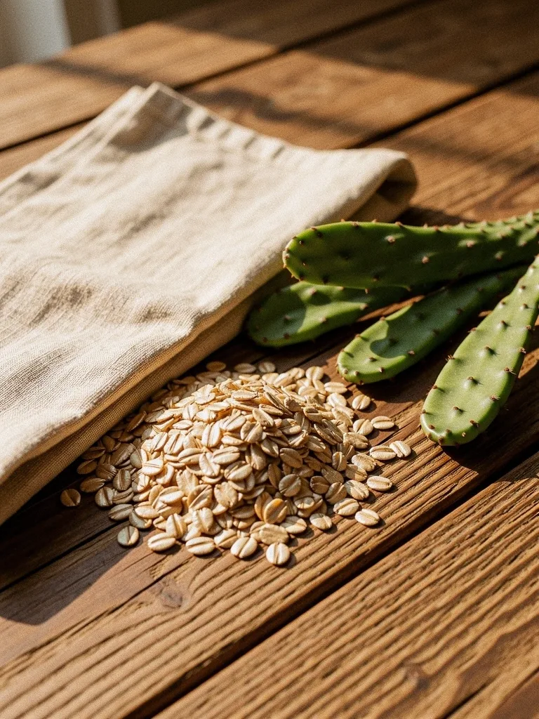Ingredientes naturales y texturas botánicas